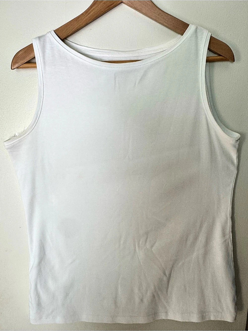 Talbots Pima Cotton Bateau-Neck Tank White Medium